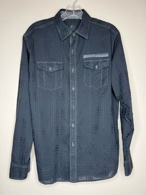 Modern Culture Casual Black Button-Down Shirt with Chest Pockets Size Medium